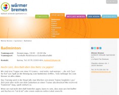 Webseite Wärmer Bremen - Sportverein